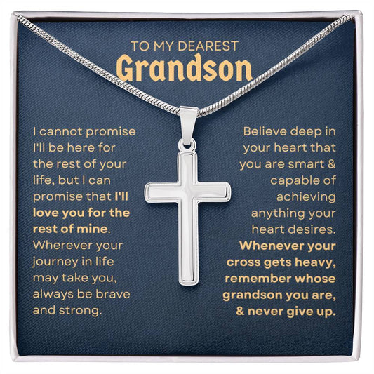 To My Grandson | Whenever Your Cross Gets Heavy - Stainless Cross Necklace